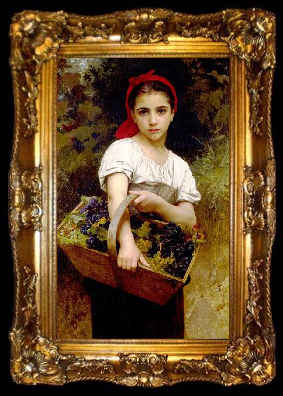 framed  Adolphe William Bouguereau Grape Picker, ta009-2